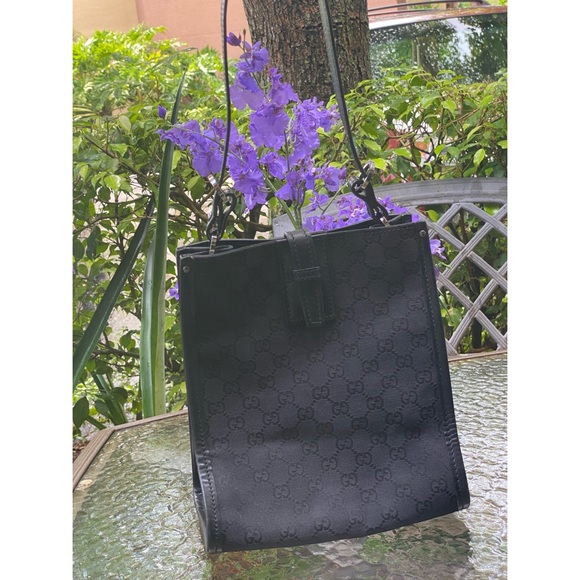 gucci black canvas tote